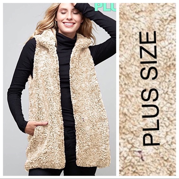 ‼️PLUS SIZE‼️LAST 1🌸PLUS SIZE VANILLA SHERPA VEST - Picture 6 of 8